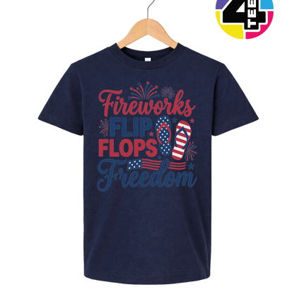 Fireworks Flip Flops Freedom Youth Tee