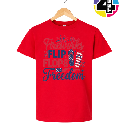 Fireworks Flip Flops Freedom Youth Tee
