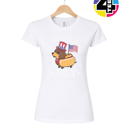 Patriotic Hot Dog Pup Women's Tee