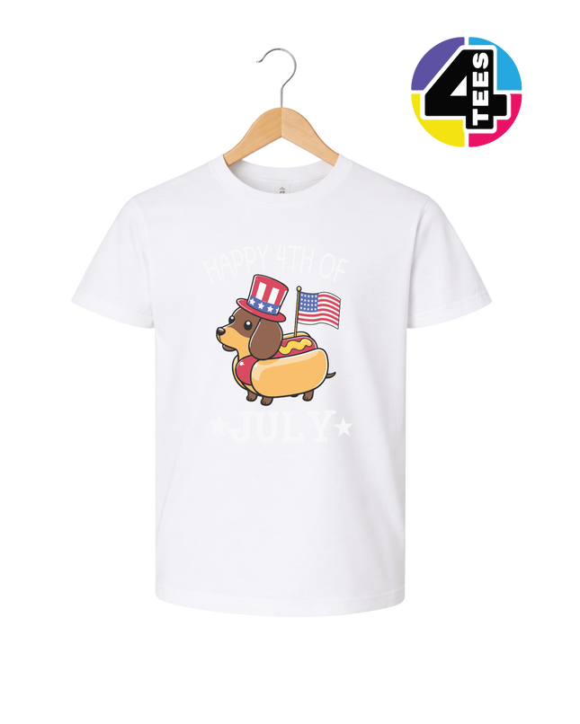 Patriotic Hot Dog Pup Youth Tee