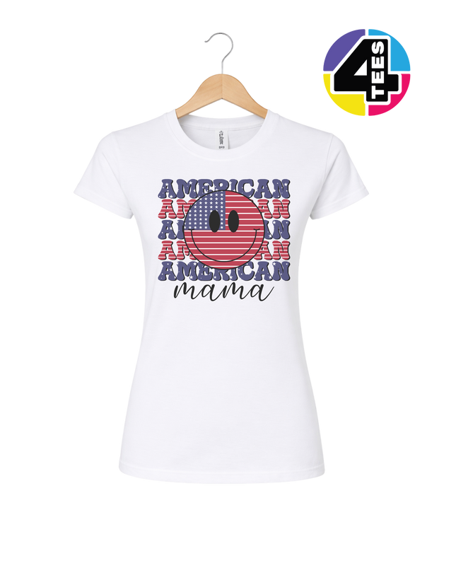 Groovy American Flag Smiley Women's Tee