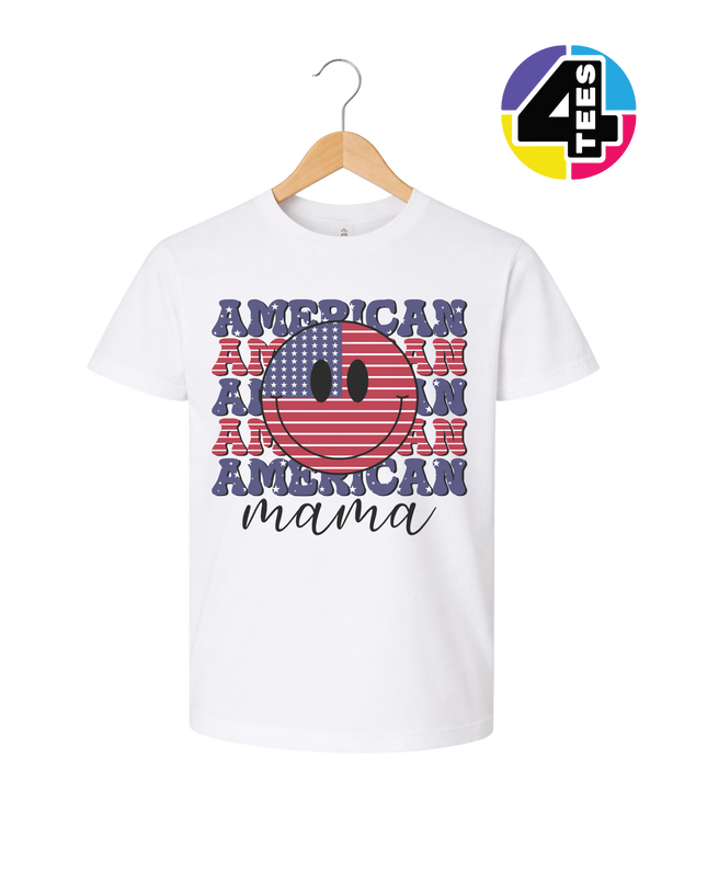 Groovy American Flag Smiley Youth Tee