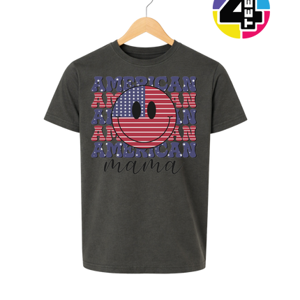 Groovy American Flag Smiley Youth Tee