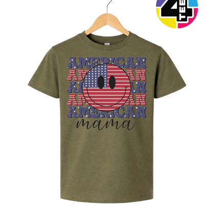 Groovy American Flag Smiley Youth Tee