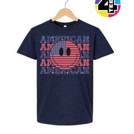 Groovy American Flag Smiley Youth Tee