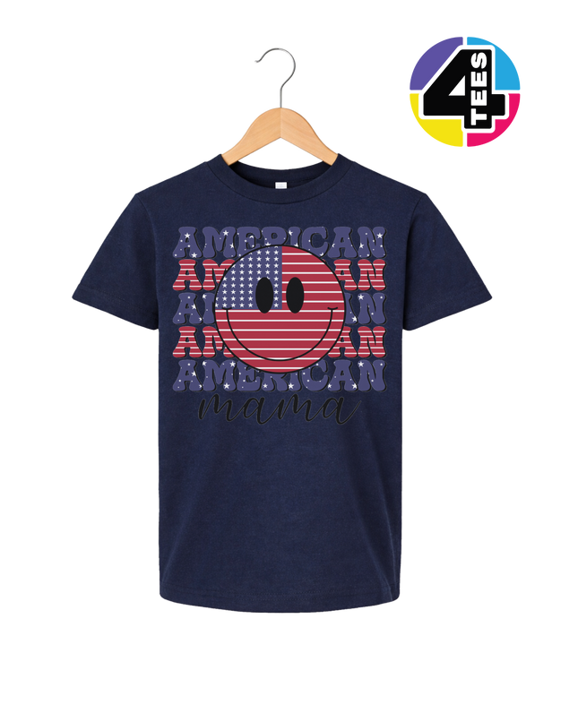 Groovy American Flag Smiley Youth Tee