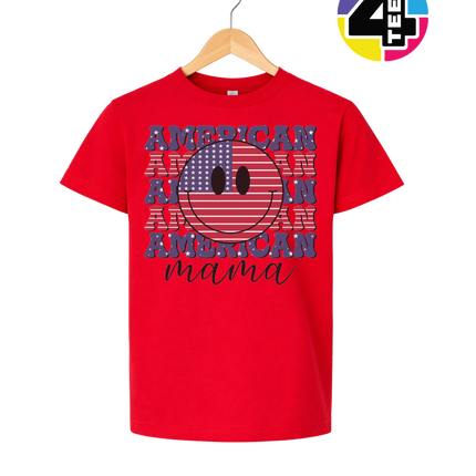 Groovy American Flag Smiley Youth Tee