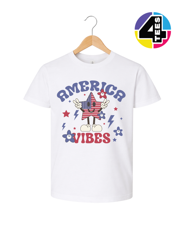 America Vibes Star-Spangled Smiley Youth Tee