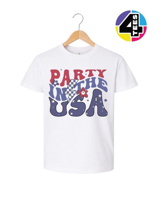 Groovy America Vibes Peace Star Youth Tee