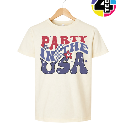 Groovy America Vibes Peace Star Youth Tee