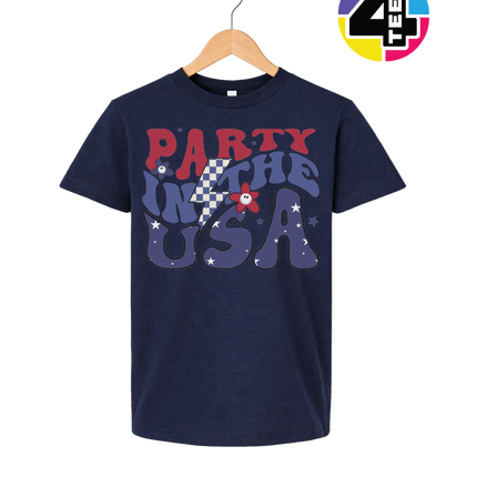 Groovy America Vibes Peace Star Youth Tee