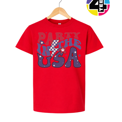 Groovy America Vibes Peace Star Youth Tee