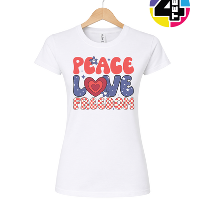 Peace Love Freedom Retro Bloom Women's Tee