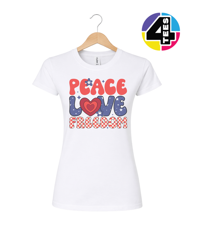 Peace Love Freedom Retro Bloom Women's Tee