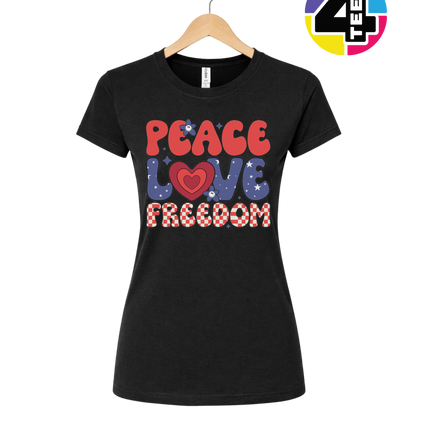 Peace Love Freedom Retro Bloom Women's Tee