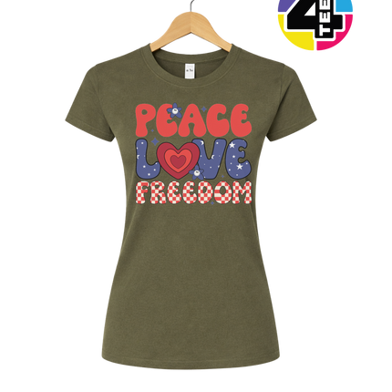 Peace Love Freedom Retro Bloom Women's Tee