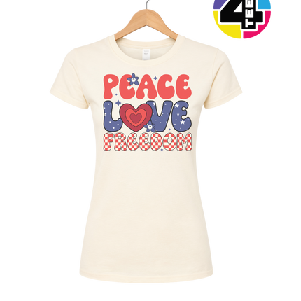 Peace Love Freedom Retro Bloom Women's Tee