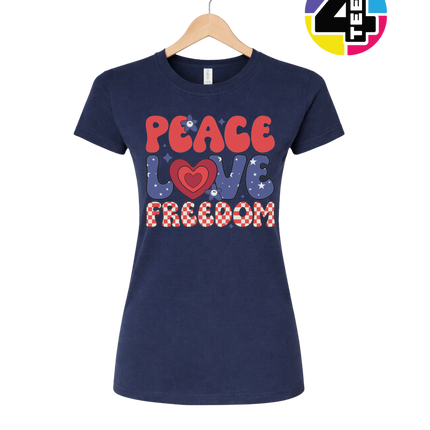 Peace Love Freedom Retro Bloom Women's Tee