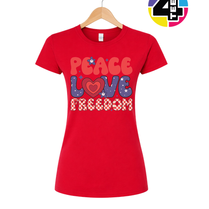 Peace Love Freedom Retro Bloom Women's Tee