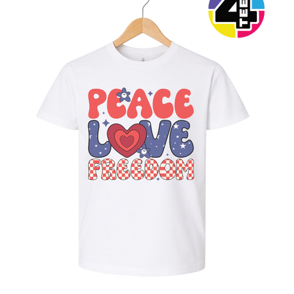 Peace Love Freedom Retro Bloom Youth Tee