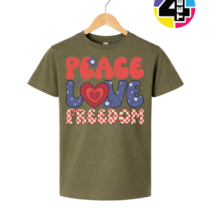 Peace Love Freedom Retro Bloom Youth Tee
