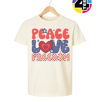 Peace Love Freedom Retro Bloom Youth Tee