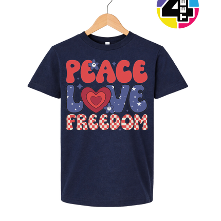 Peace Love Freedom Retro Bloom Youth Tee