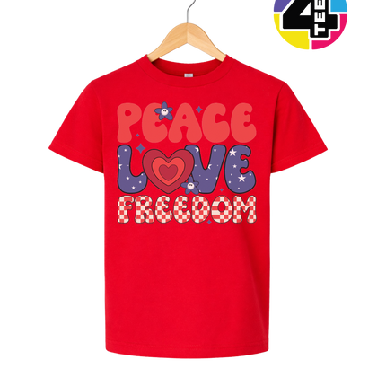 Peace Love Freedom Retro Bloom Youth Tee