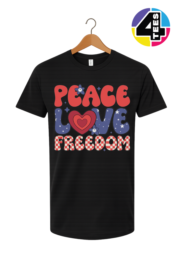 Peace Love Freedom Retro Bloom Tee