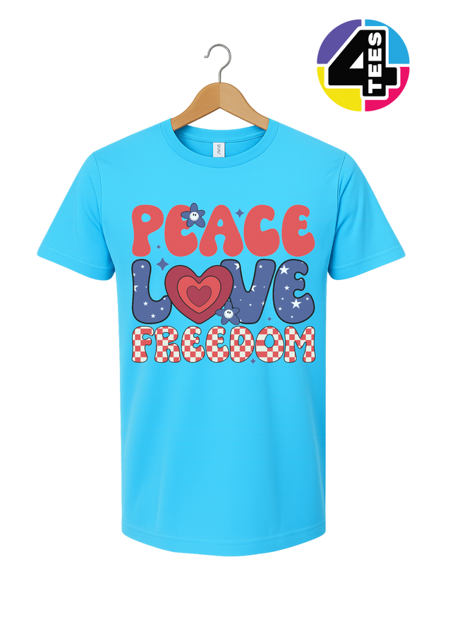 Peace Love Freedom Retro Bloom Tee