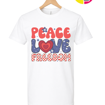Peace Love Freedom Retro Bloom Tee