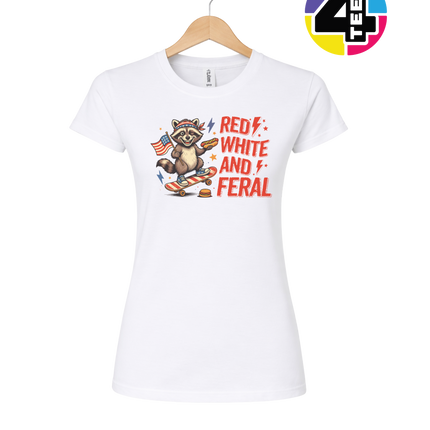 Red White & Feral Raccoon Women's Tee