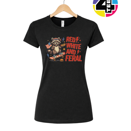 Red White & Feral Raccoon Women's Tee