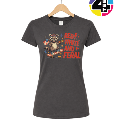 Red White & Feral Raccoon Women's Tee