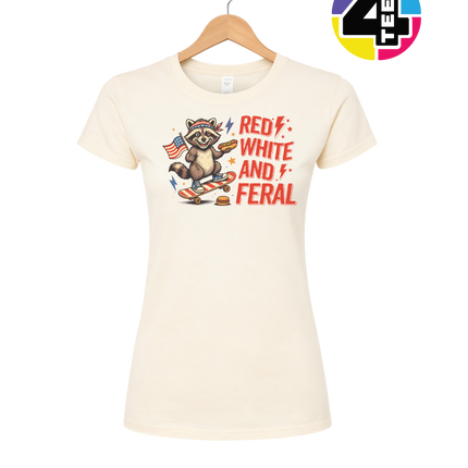 Red White & Feral Raccoon Women's Tee