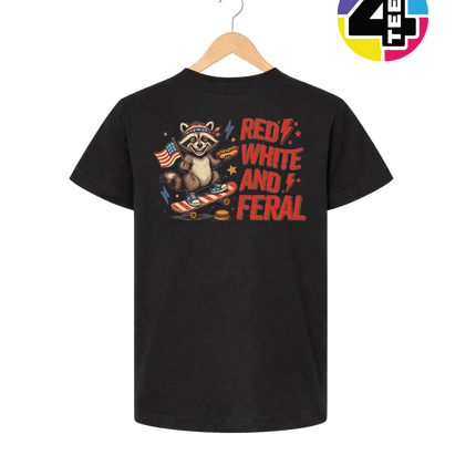 Red White & Feral Raccoon Youth Tee