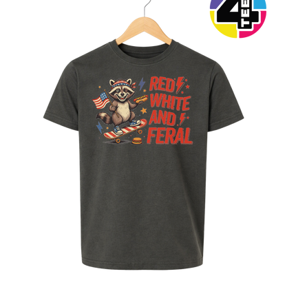 Red White & Feral Raccoon Youth Tee