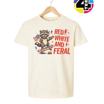 Red White & Feral Raccoon Youth Tee