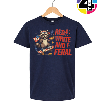 Red White & Feral Raccoon Youth Tee