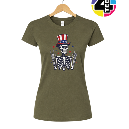 Uncle Sam Skeleton Salute Women's Tee