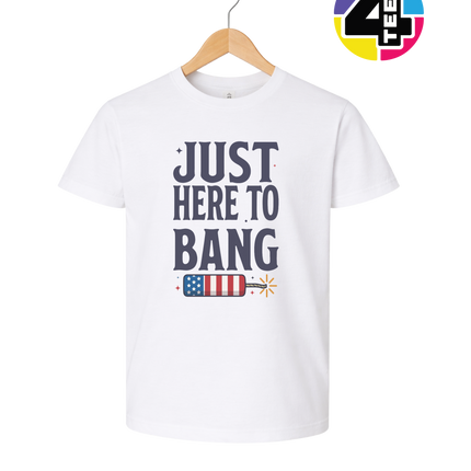 Just Here To Bang Firecracker Youth Tee