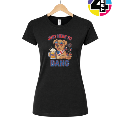 Just Here to Bang Patriotic Pup Women's Tee