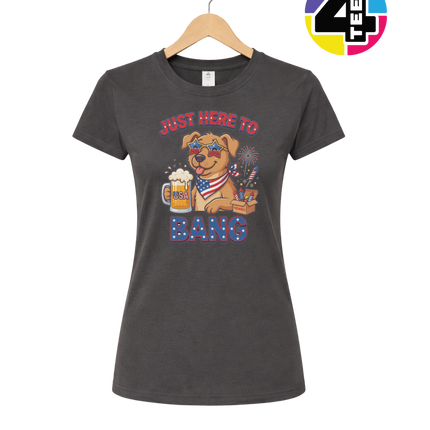 Just Here to Bang Patriotic Pup Women's Tee