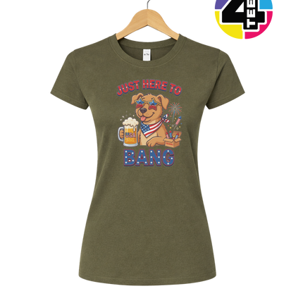 Just Here to Bang Patriotic Pup Women's Tee