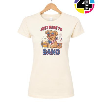 Just Here to Bang Patriotic Pup Women's Tee