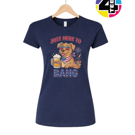 Just Here to Bang Patriotic Pup Women's Tee
