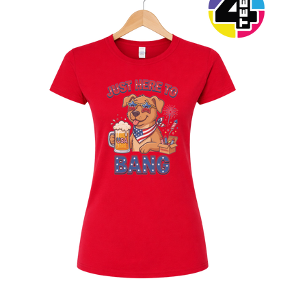 Just Here to Bang Patriotic Pup Women's Tee