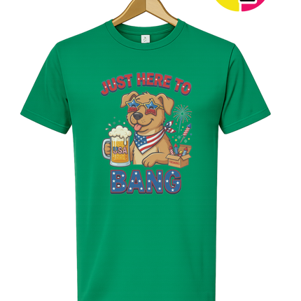 Just Here to Bang Patriotic Pup Tee
