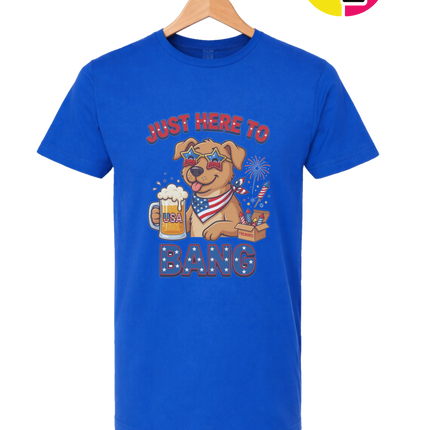 Just Here to Bang Patriotic Pup Tee