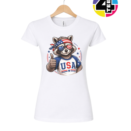 Patriotic Raccoon Thumbs Up Women's Tee